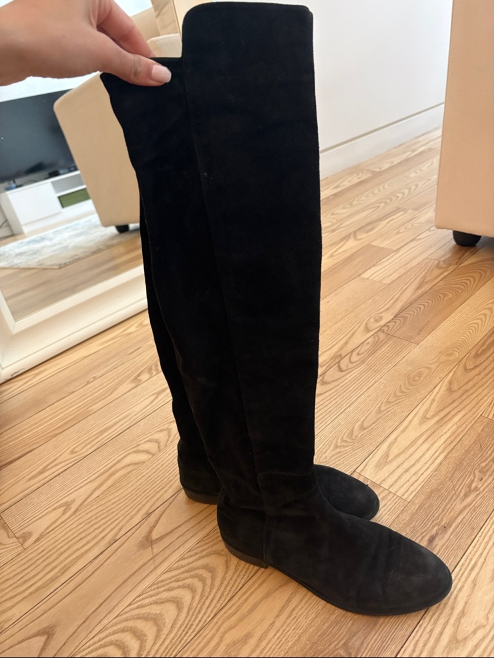 Stuart Weitzman Black Suede Over-the-Knee Boots